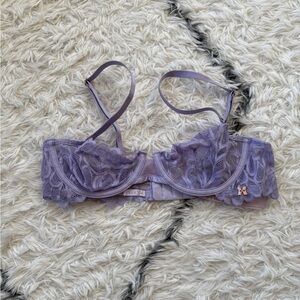 Savage X Fenty Sheer Lace Underwire Unlined Bralette - Purple Lavender 34B